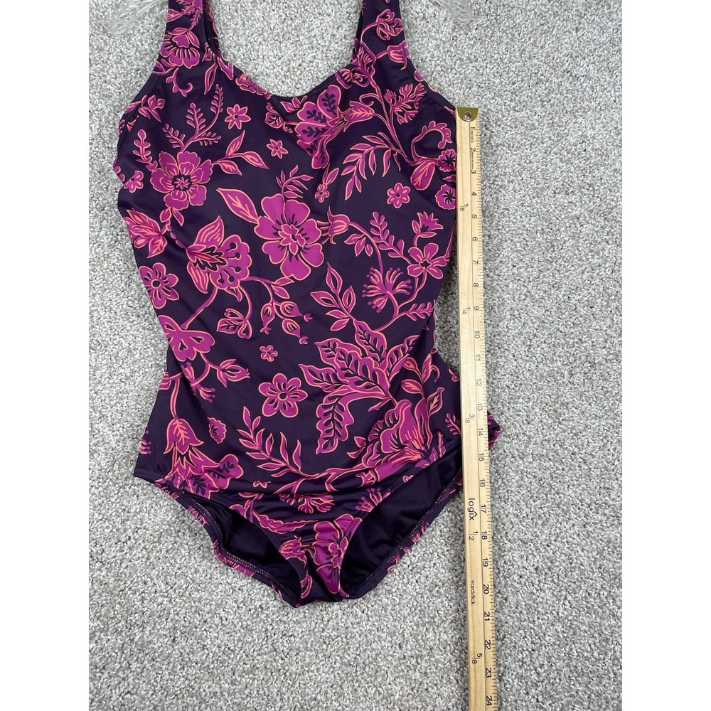 Lands' End Womens Soft Cup Tugless Swimsuit Blackberry Ornate Floral Sz 16W - Picture 3 of 8